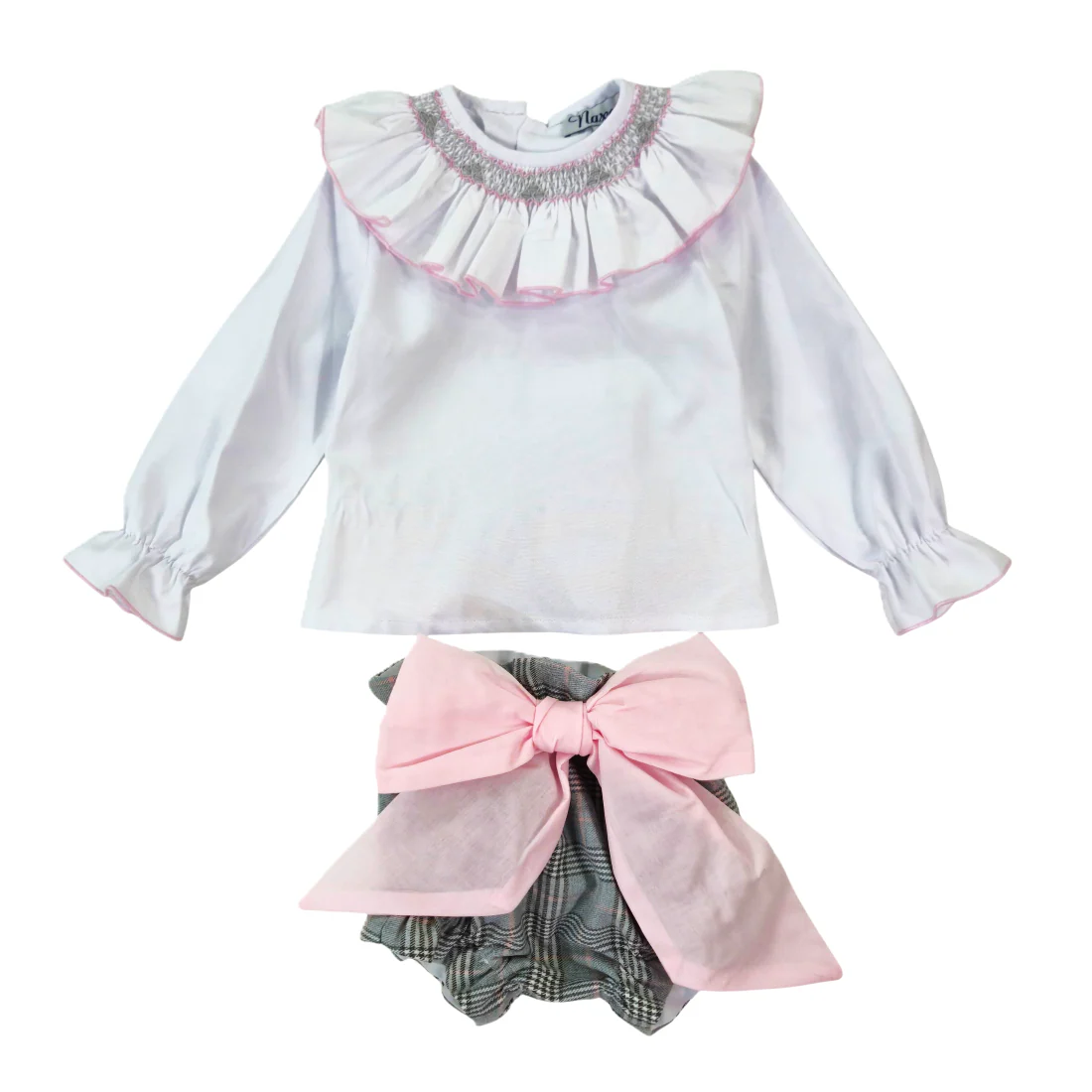 Completo Bimba con culotte in check - immagine 2