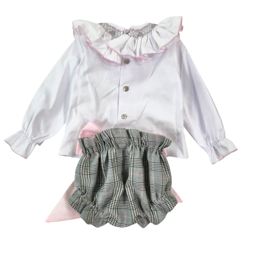 Completo Bimba con culotte in check - immagine 3